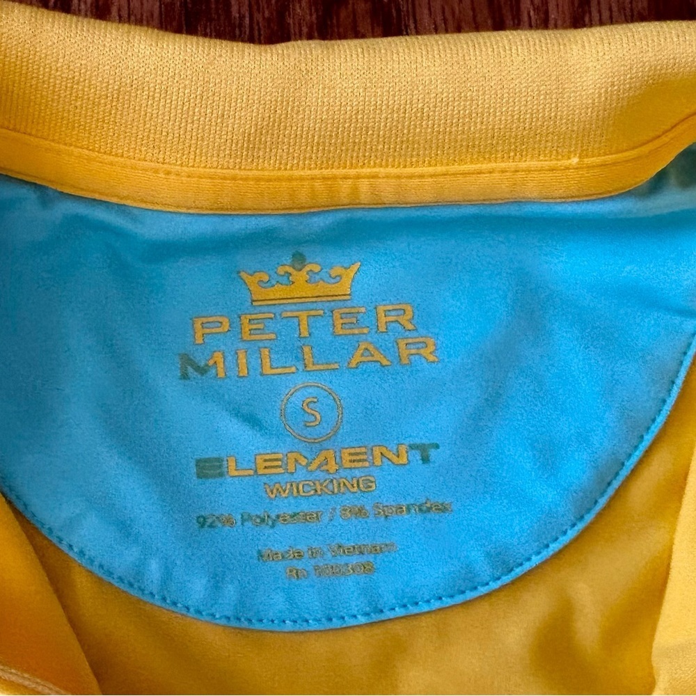Peter Millar Element Bright Yellow Short Sleeve Zip Polo - Small - Picture 2 of 8